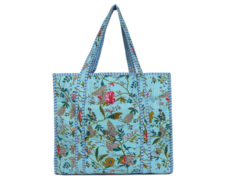 Quilted Cotton  Tote Bags - Turquoise