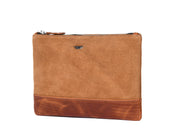 Cabrini Starlit Leather & Suede Zip Pouch – Brown