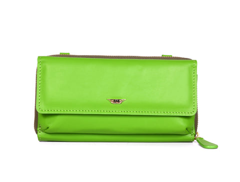 Chic Green Leather Crossbody Bag