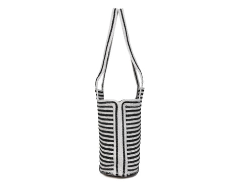 Black and White Striped Knit Tote Bag