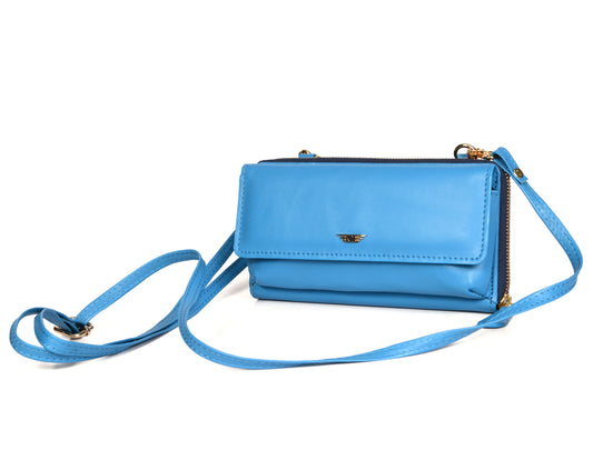 Chic Blue Leather Crossbody Bag