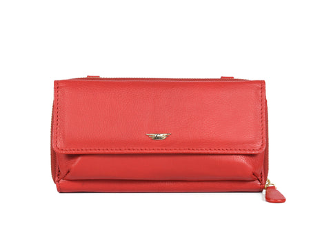 Chic Red Leather Crossbody Bag