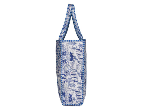 Quilted Cotton  Tote Bags - Navy