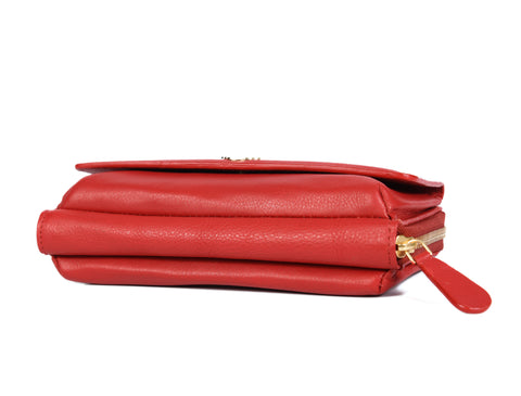 Chic Red Leather Crossbody Bag