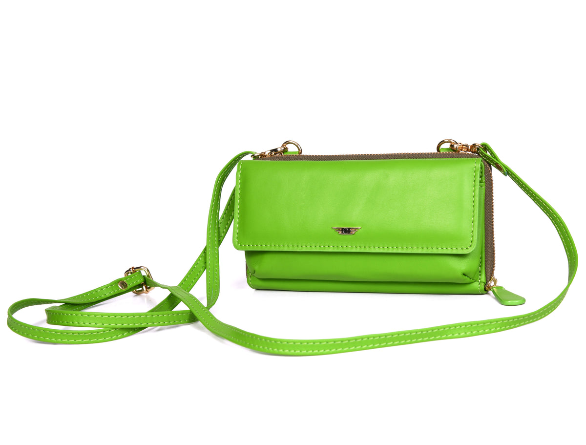 Chic Green Leather Crossbody Bag