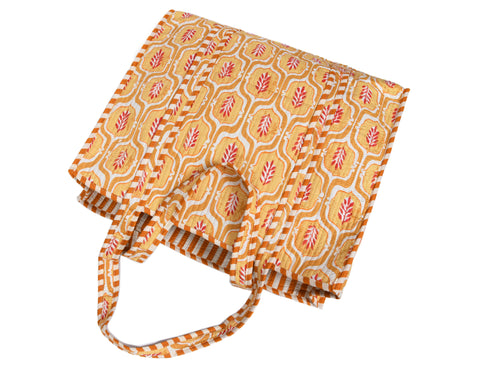 Quilted Cotton  Tote Bags - Light Yellow