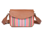 Mexico Saddle Crossbody – Tan Jacquard & Leather Blend
