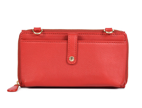 Chic Red Leather Crossbody Bag