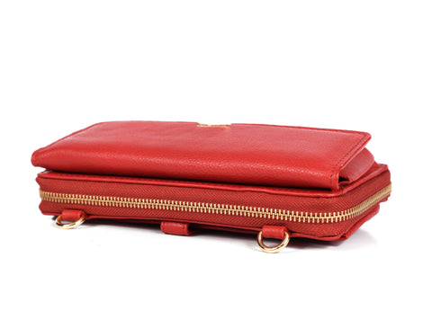 Chic Red Leather Crossbody Bag