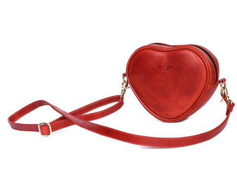 Ridge Heart shape leather Crossbody Bag for Women - ( LB-565 )