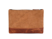 Cabrini Starlit Leather & Suede Zip Pouch – Brown