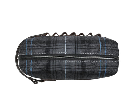 Stylish Leather and Plaid Toiletry Bag