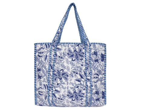 Quilted Cotton  Tote Bags - Navy