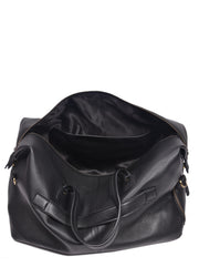 ELORA – Premium Black Leather Travel Duffle Bag