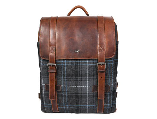 Classic Plaid Leather Backpack