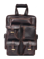 Premium Vintage Leather Backpack – Multi-Pocket Travel & Laptop Backpack