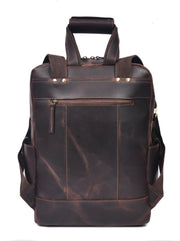 Premium Vintage Leather Backpack – Multi-Pocket Travel & Laptop Backpack