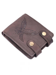 Cabrini Falcon Crest Brown Bifold Wallet with Twin Snap Straps