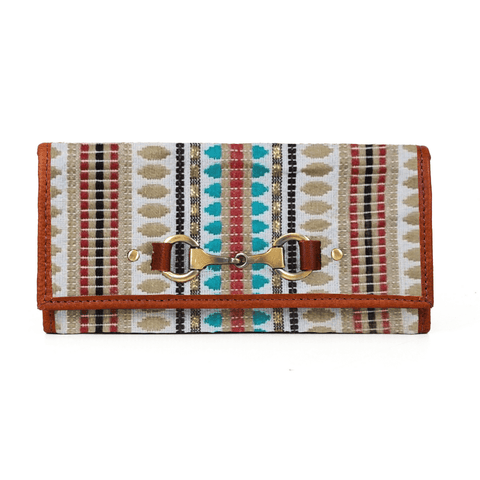 Dakota Jacquard and Leather Wallet - Tan