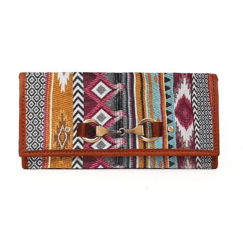 Dakota Jacquard and Leather Wallet - Dark Brown