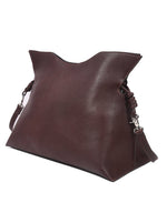 Orvella full-grain leather crossbody bag angled view and clip strap attachments