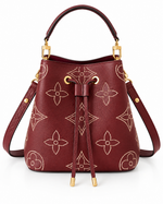 Seraphine burgundy floral shoulder bag showing open top and detachable strap