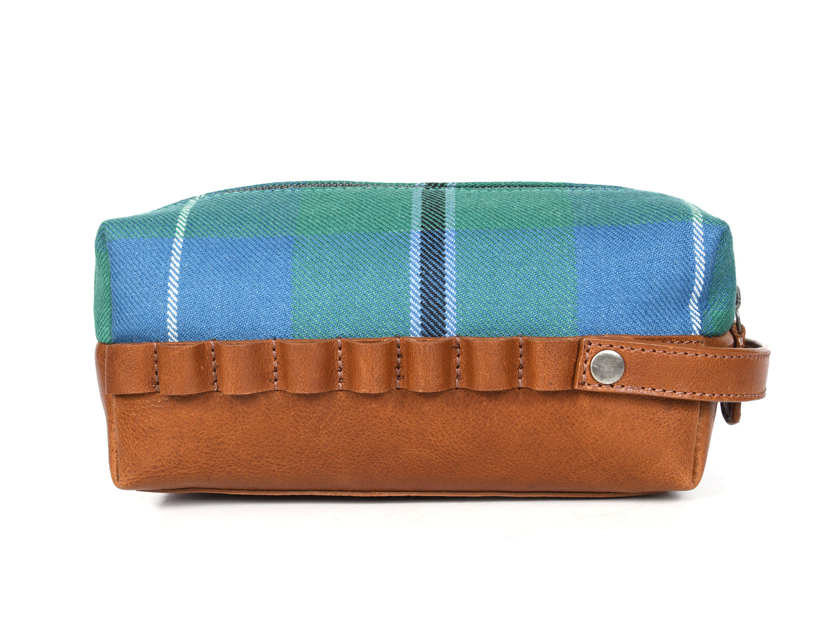 Stylish Leather and Plaid Toiletry Bag