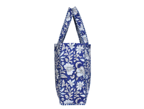 Quilted Cotton  Tote Bags - Navy