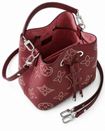 Front view of Seraphine burgundy floral shoulder bag