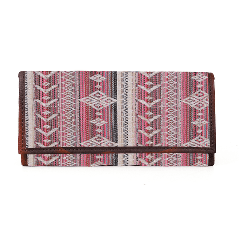 Dakota Jacquard and Leather Wallet - Dark Brown