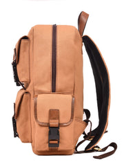 Premium Canvas & Leather Backpack – Multi-Compartment Travel & Laptop Backpack
