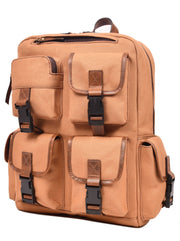 Premium Canvas & Leather Backpack – Multi-Compartment Travel & Laptop Backpack