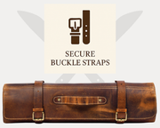 Premium Full-Grain Leather Chef Knife Roll Bag – Travel Friendly & Durable