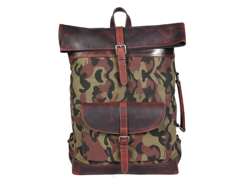 Leather Canvas Backpack