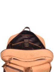 Premium Canvas & Leather Backpack – Multi-Compartment Travel & Laptop Backpack