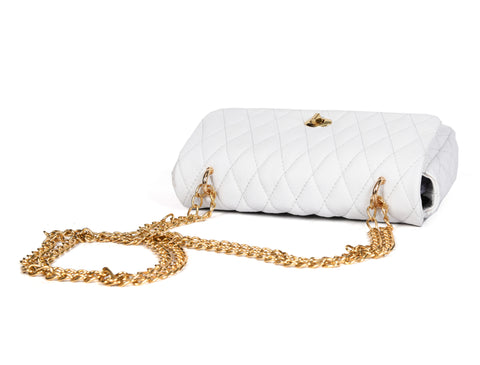 Elegant White Quilted Shoulder Bag