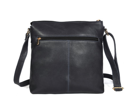 Modern Black Multi-Pocket Shoulder Bag