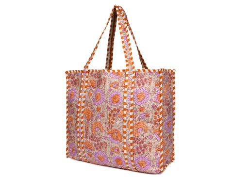 Quilted Cotton  Tote Bags - Lotus