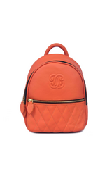 Chic Coral Quilted Leather Women's Backpack – Elegant, Stylish & Compact