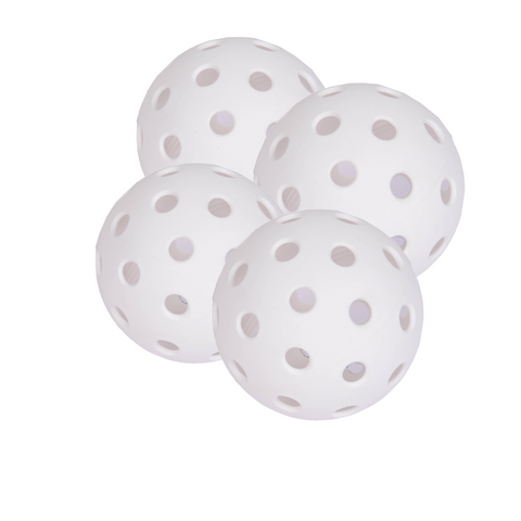 Set Of 4 Indoor Pickleball Balls 26 Hole Design High Performance White