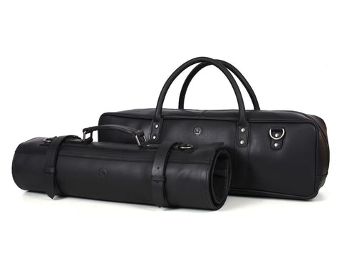 Tuscania Leather Knife Roll & Bag Combo - Raven Black