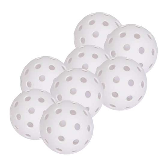 Set Of 8 Indoor Pickleball Balls 26 Hole Design High Performance White