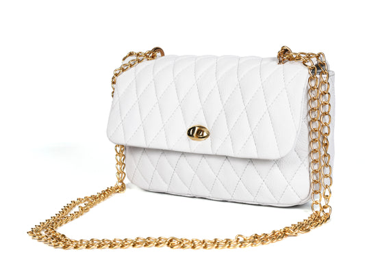 Elegant White Quilted Shoulder Bag