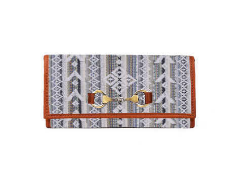 Dakota Jacquard and Leather Wallet - Tan