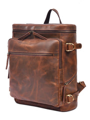 Premium Vintage Leather Backpack – Spacious Multi-Compartment Travel Backpack