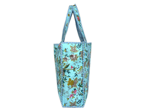 Quilted Cotton  Tote Bags - Turquoise