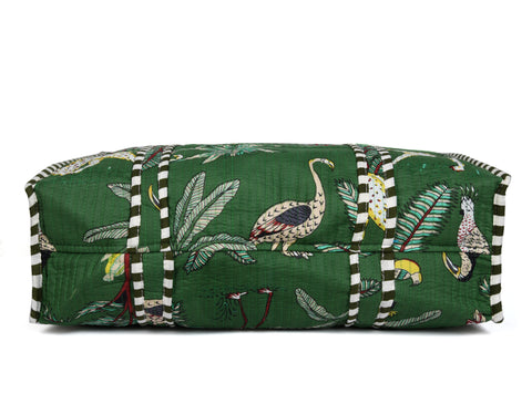 Quilted Safari Cotton Cloth Tote Bag - Green