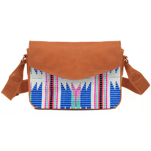 Mexico Jacquard & Leather Saddlebag Crossbody - Tan