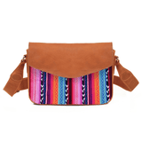 Mexico Saddle Crossbody – Tan Jacquard & Leather Blend