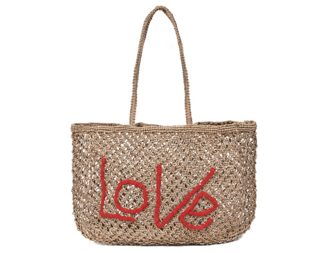 Woven Jute Tote Bag - Love | LB - 858